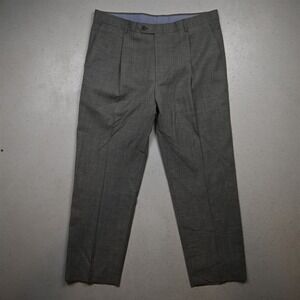 Hart Schaffner Marx 36x30 Gray Wool Linen Pleated Classic Dress Mens Pants